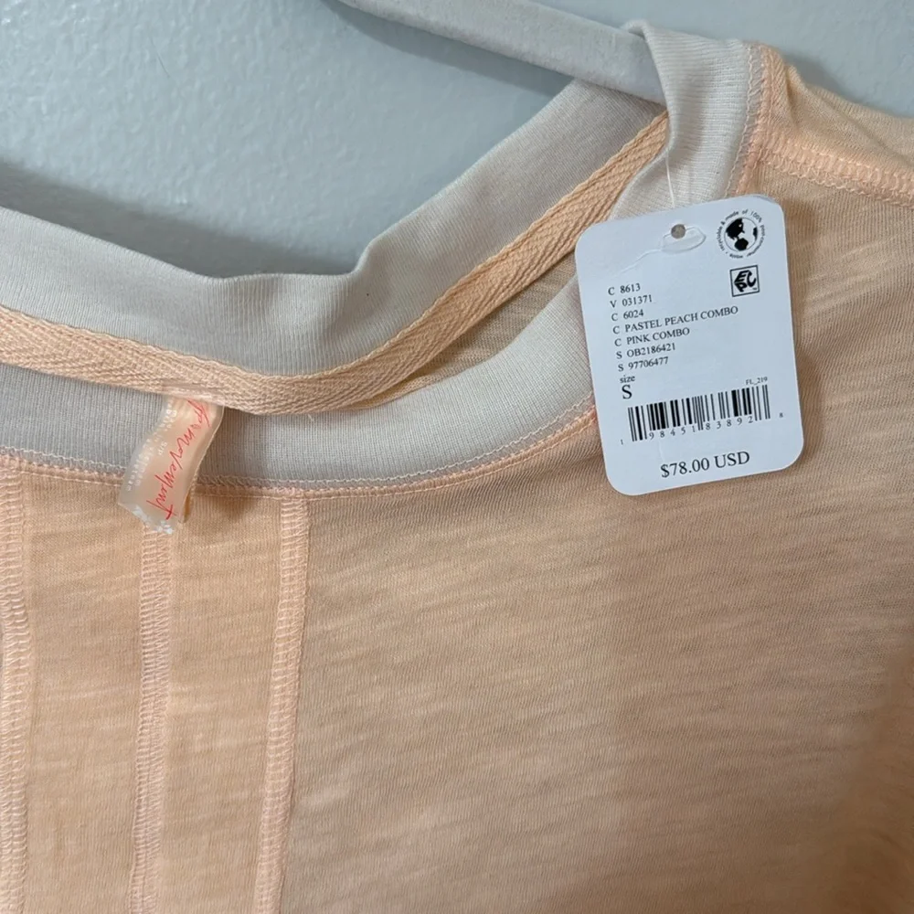 Free People Movement Full Circle Layer Top - Pastel Peach Combo Size Small - Picture 6 of 8